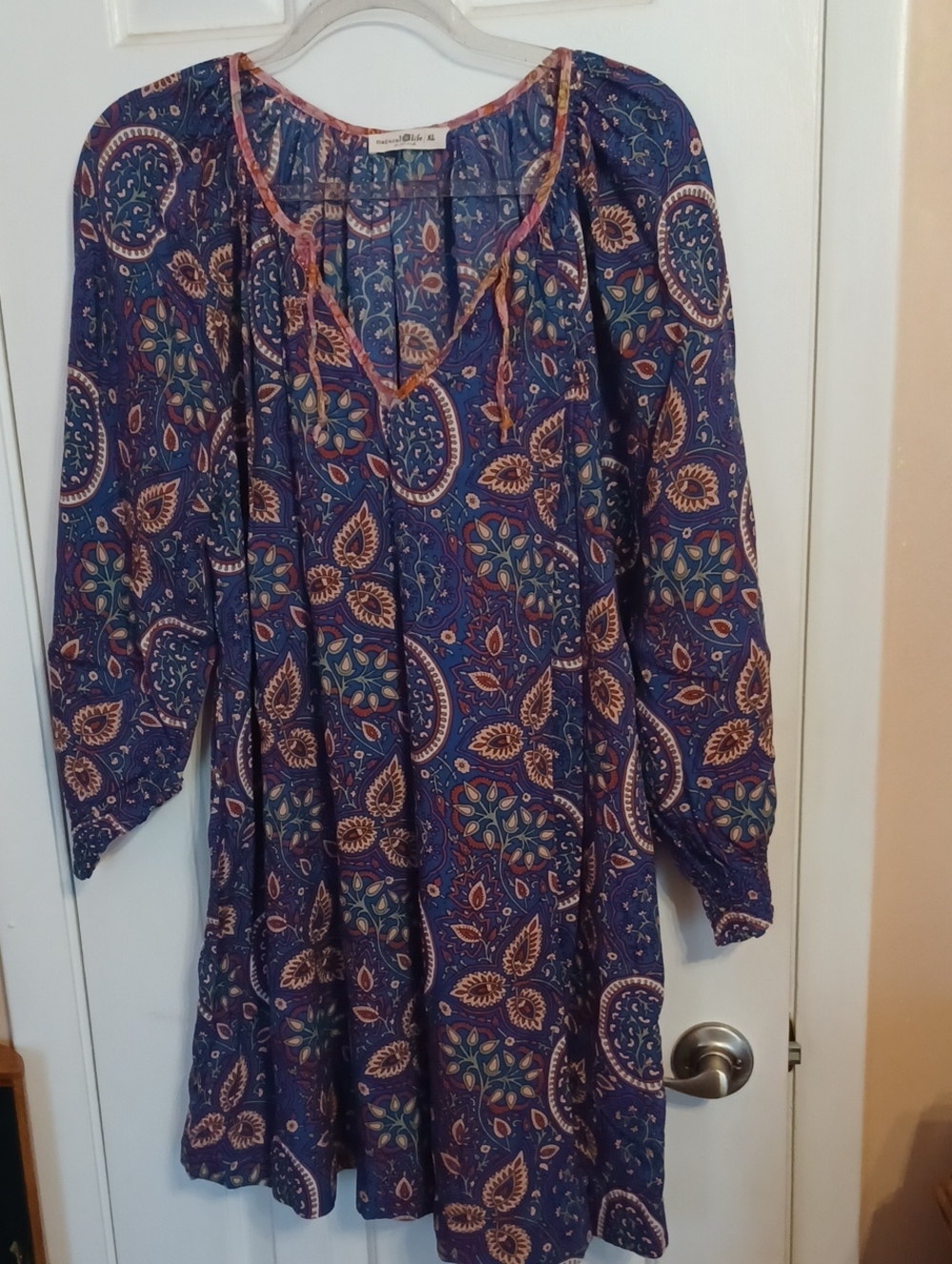 NATURAL LIFE Purple Paisley Long Sleeve Tunic Dress